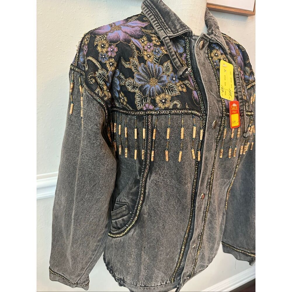 Vintage Embellished Western Denim Jacket Size Large - Picture 3 of 14